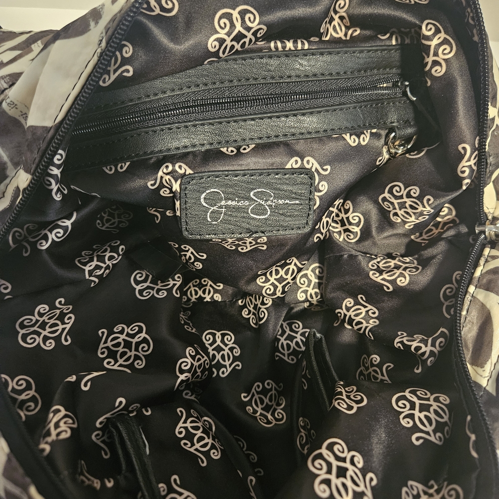 Jessica Simpson Black and Cream Patterned Bag